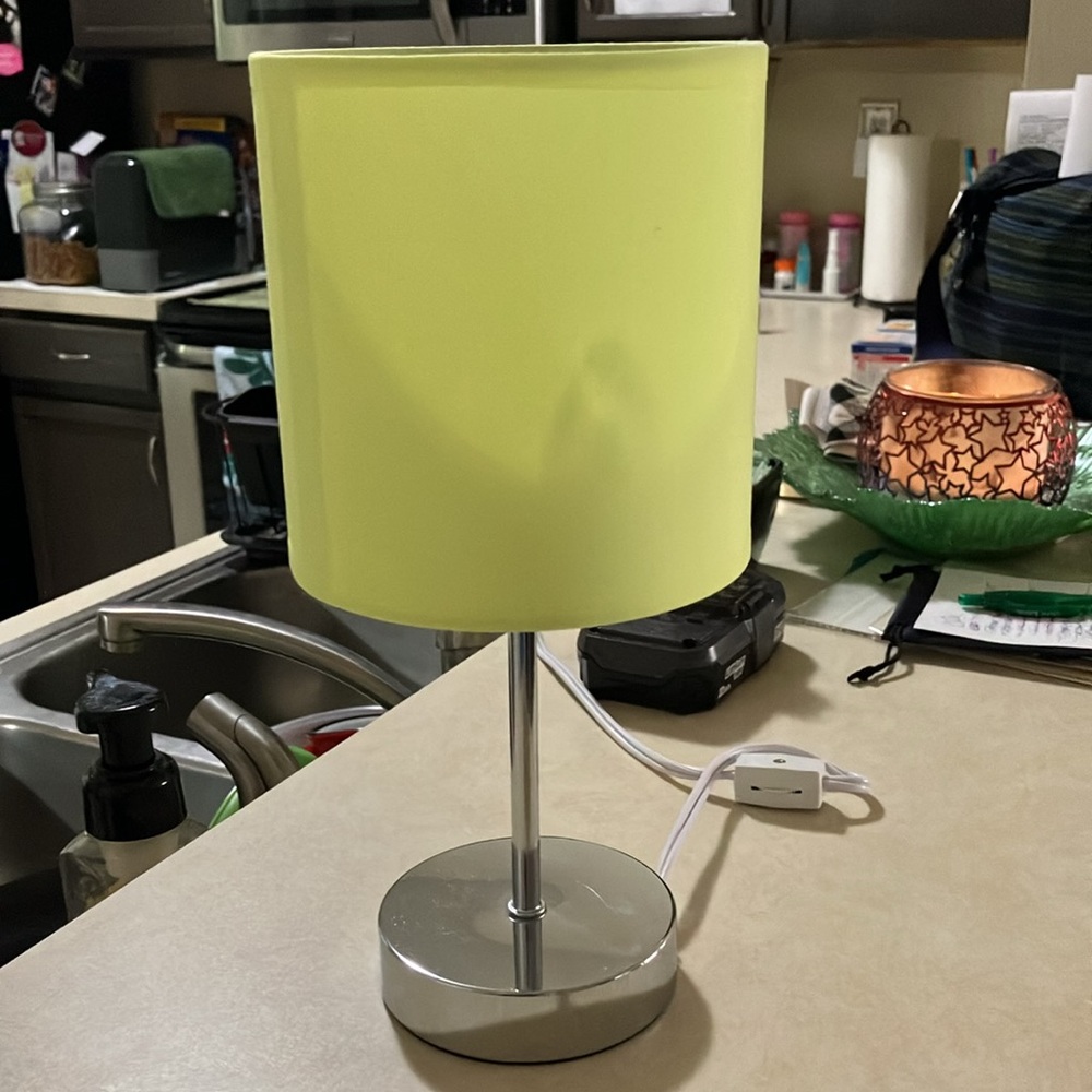 Cute mini green and silver lamp 12”